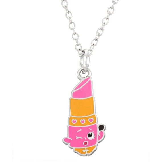 Shopkins Lippy LIPS Pink‎ Necklace 18" Silver Tone
Over Brass Necklace NEW GIFT - Picture 8 of 8